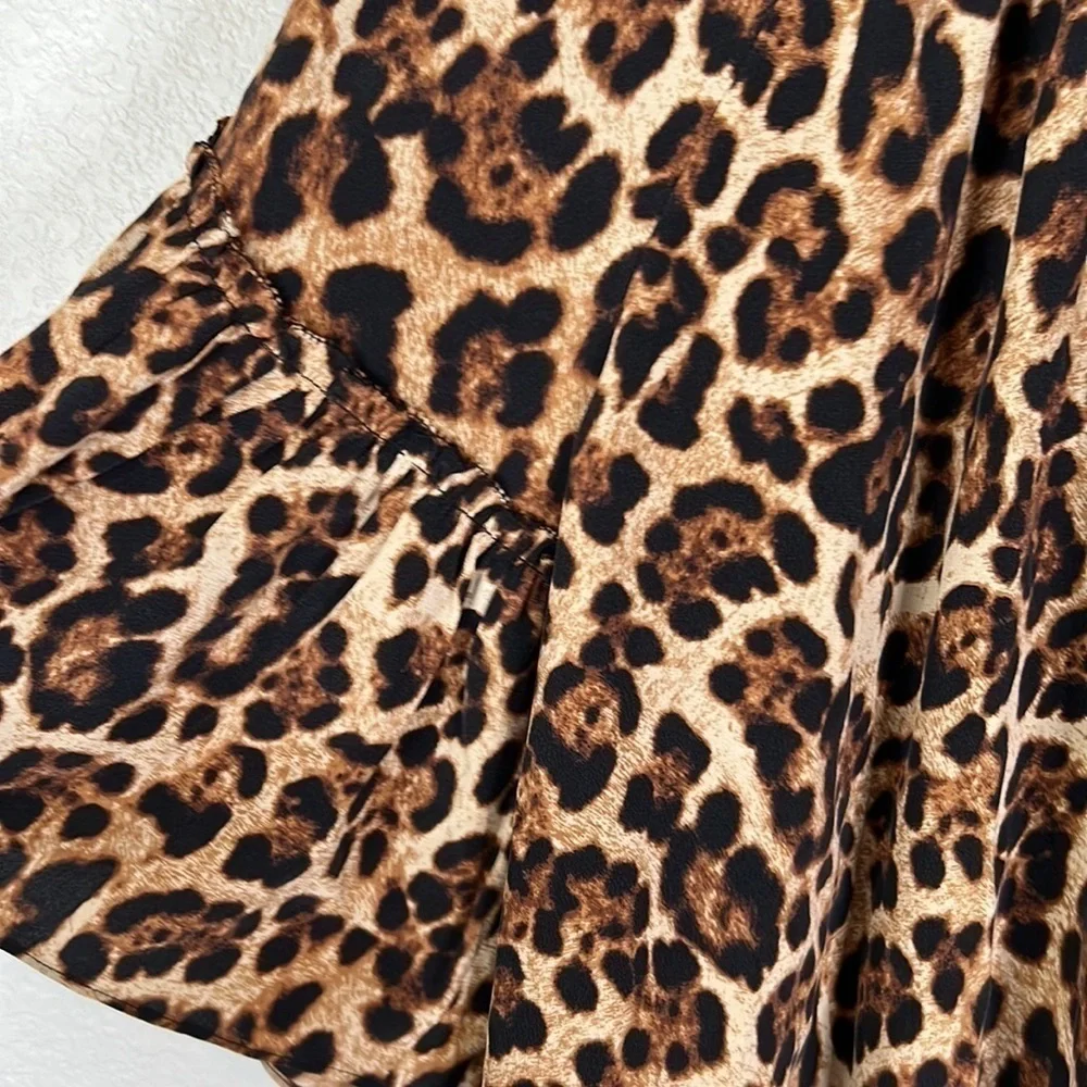 Joie Silk Animal Print Leopard Flutter Sleeve Top Size S